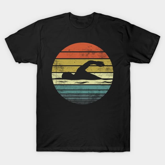 Swimmer Retro Vintage Sunset Swim Swimming T-Shirt by stayilbee